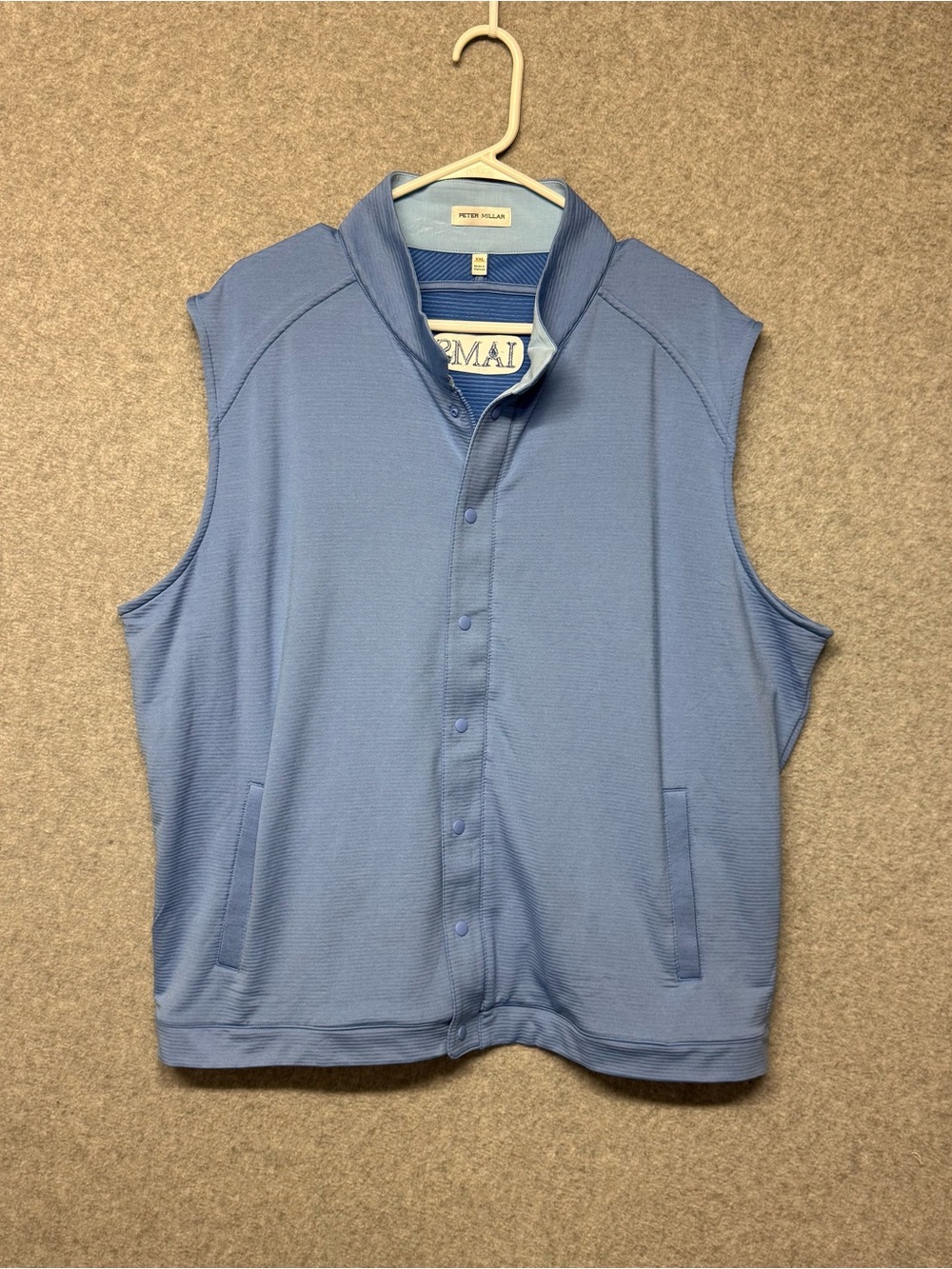 Peter Millar Light Bonnet Blue IAMS Performance Full-zip Snap Vest Golf XXL